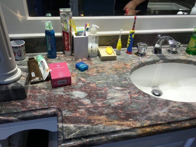 Limestone Marble bathroom Kitchen vanity work top cleaner sealing Brighton Hove East Sussex 6485