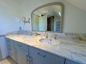 Marble bathroom vanity top cleaning and polishing services in Liss Liphook Godalming Haslemere Leatherhead and Guildford